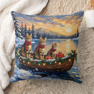 Coussin Chat Bengal Noël Bateau Fêtes