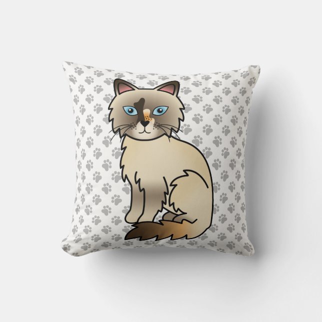 Coussin Chat Birman écaille de tortue / Ragdoll mignon & p (Recto)