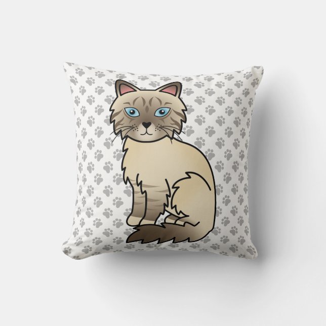 Coussin Chat Birman / Ragdoll au point chocolat tabby & Pa (Recto)
