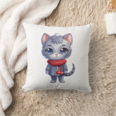 Coussin Chat bleu russe mignon de Noël (Couverture)