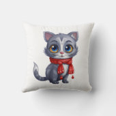 Coussin Chat bleu russe mignon de Noël (Verso)