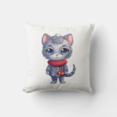Coussin Chat bleu russe mignon de Noël (Recto)