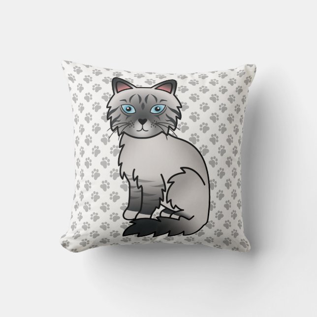 Coussin Chat bleu tabby Birman / Ragdoll mignon & pattes (Recto)