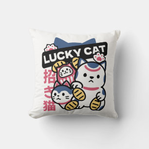Coussin Chat Chanceux Maneki Neko – Chat de Fortune Japona
