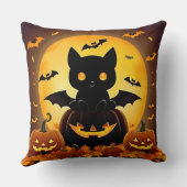 Coussin Chat-chat et Citrouilles en Pleine lune (Verso)