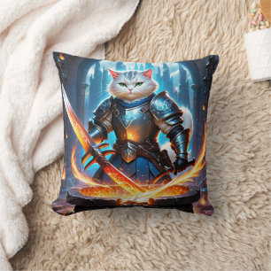 Coussin Chat Chevalier forge l'épée dans la forge magique