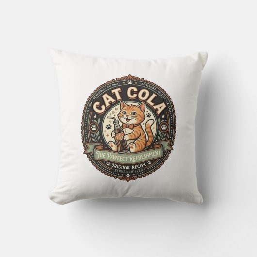 Coussin Chat Cola Chat Étiquette de Boisson Gazeuse Chat V (Recto)
