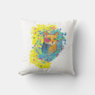 Coussin chat coloré