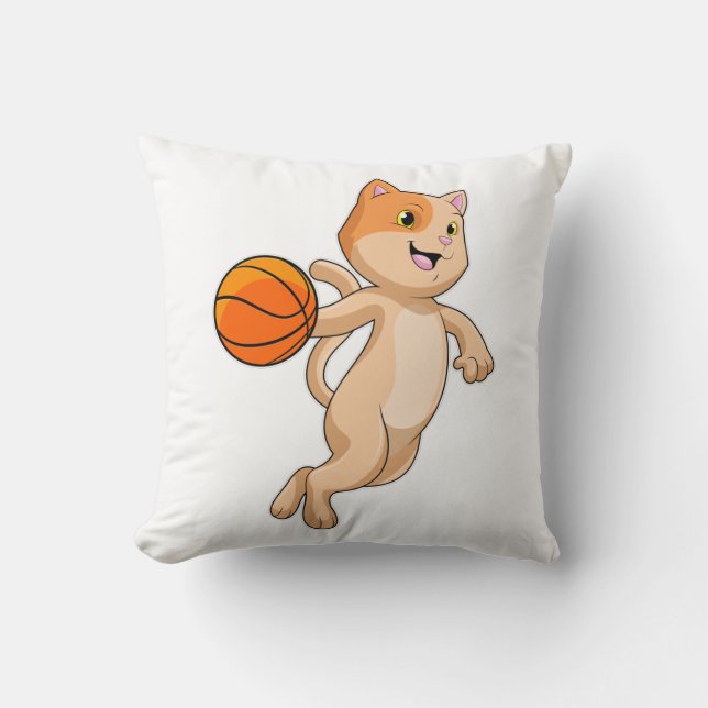 Coussin Chat comme joueur de basket-ball avec basket-ball (Recto)