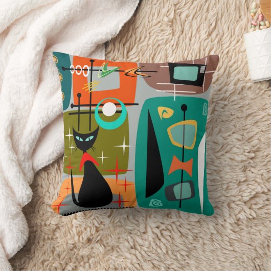 Coussin Chat cool Mid Century Moderne Style Cuisine (Couverture)
