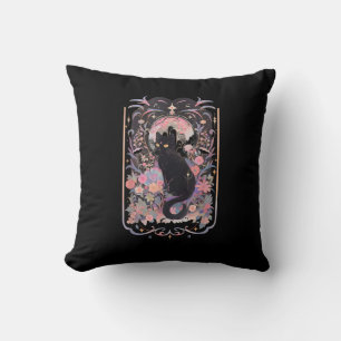 Coussin Chat Cottagecore Académie Goblincore Sorcière Goth