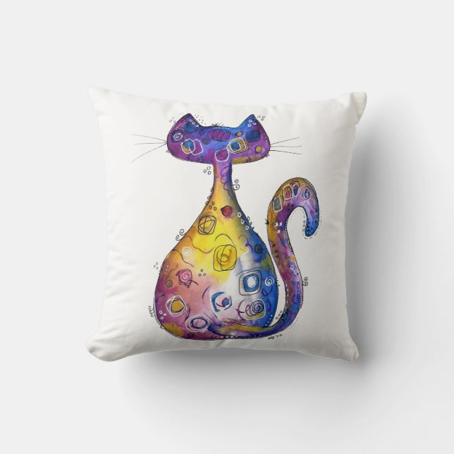 Coussin Chat couleur blanc mignon (Recto)