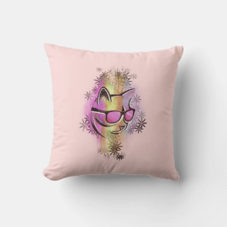 Coussin chat couleurs lunettes de soleil