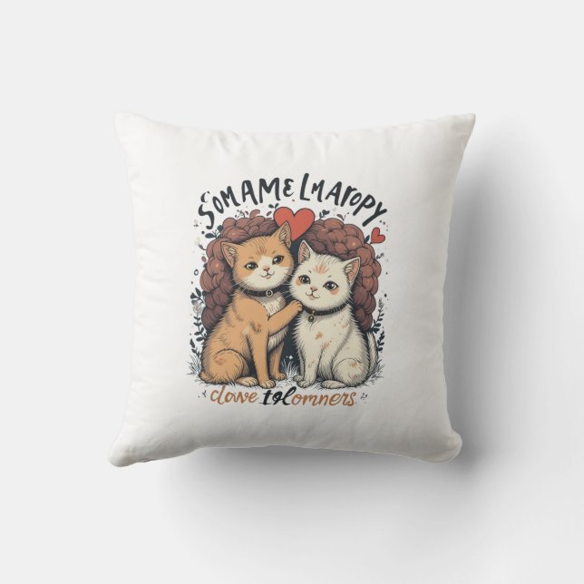 Coussin Chat Couple Aimer Cute Romantique Kitty Décor Mais (Verso)