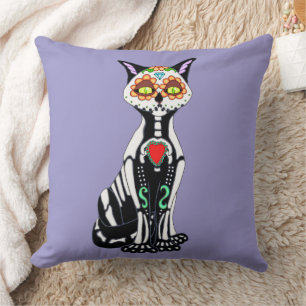 Coussin Chat crâne sucre