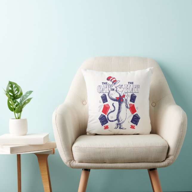 Coussin Chat dans le Casquette | Lecture de livres (Chaise)