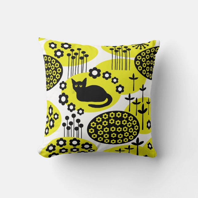 Coussin Chat dans le jardin (Recto)