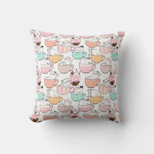 Coussin Chat dans une tasse Design motif 01 w