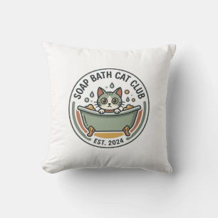 Coussin Chat de bain savon POD Art Vector - Club Chat de B