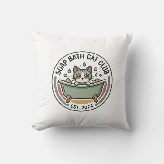 Coussin Chat de bain savon POD Art Vector - Club Chat de B (Recto)