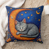 Coussin Chat de dessin animé et lune (Couverture)