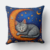 Coussin Chat de dessin animé et lune (Verso)