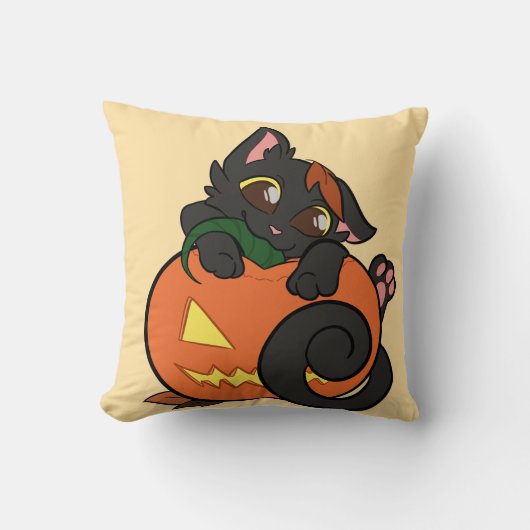 Coussin chat de dessin animé Halloween mignon (Recto)