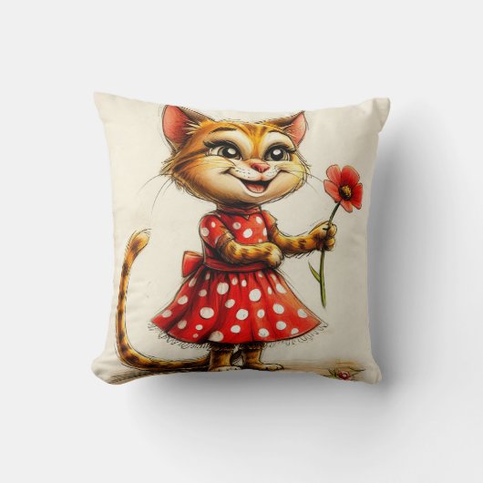 Coussin Chat de dessin animé mignon (Recto)