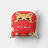 Coussin Chat de dessin animé mignon avec des couleurs vive (Verso)