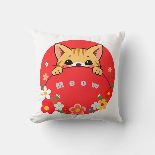Coussin Chat de dessin animé mignon avec des couleurs vive (Recto)