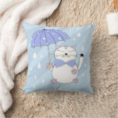 Coussin Chat de dessin animé mignon avec parapluie (Couverture)
