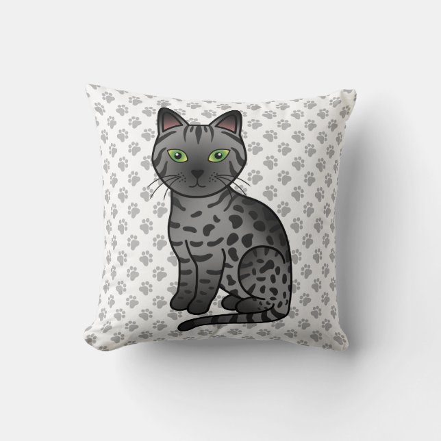 Coussin Chat de dessin animé mignon Egyptian Mau & pattes  (Recto)
