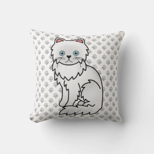 Coussin Chat de dessin animé mignon persan blanc & pattes