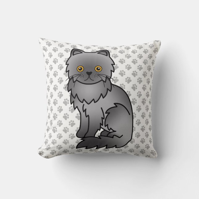 Coussin Chat de dessin animé mignon persan bleu & pattes (Recto)