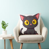 Coussin Chat de dessin animé noir adorable (Chaise)