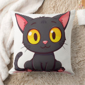 Coussin Chat de dessin animé noir adorable (Couverture)