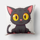 Coussin Chat de dessin animé noir adorable (Verso)
