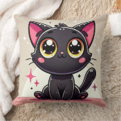Coussin Chat de dessin animé noir adorable (Couverture)