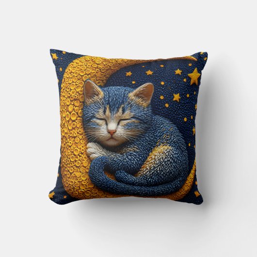 Coussin Chat de dessin animé sur la lune (Recto)