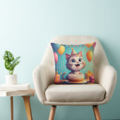 Coussin Chat de fête adorable avec gâteau et ballons (Chaise)