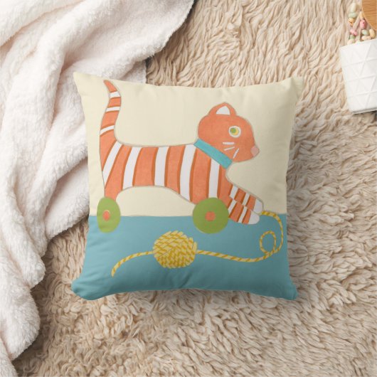 Coussin Chat de jouet rayé avec balle de chaîne (Couverture)