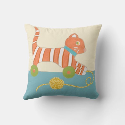 Coussin Chat de jouet rayé avec balle de chaîne (Verso)