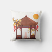 Coussin Chat de lune chinois de la mi-automne dans pavillo (Recto)