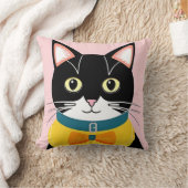 Coussin Chat de luxe avec Bowtie jaune et collier (Couverture)