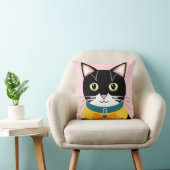 Coussin Chat de luxe avec Bowtie jaune et collier (Chaise)