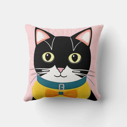 Coussin Chat de luxe avec Bowtie jaune et collier (Verso)