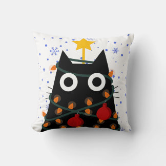 Coussin Chat de Noël Décoratif Esthétique