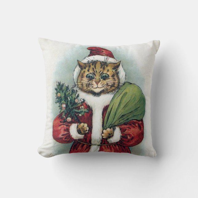Coussin Chat de Noël, Louis Wain (Recto)