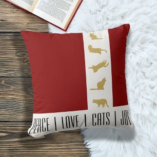 Coussin Chat de Noël Moderne Rouge Or