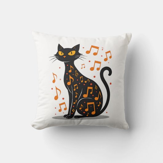 Coussin Chat de note de musique T-shirt Halloween note de (Recto)